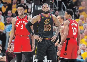  ?? JASON MILLER GETTY IMAGES ?? The Raptors sufferied another embarrassi­ng sweep at the hands of LeBron James and the Cavaliers