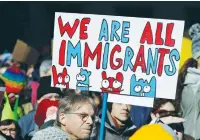  ?? (Tom Mihalek/Reuters) ?? A MAN PROTESTS against US President Donald Trump’s executive order banning refugees and immigrants from seven primarily Muslim countries in Philadelph­ia on February 4.