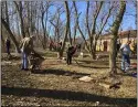  ??  ?? Volunteers get to work at Brown’s Lake Road Cemetery in Vermilion.