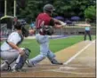  ?? THOMAS NASH - DIGITAL FIRST MEDIA ?? Ambridge-Baden’s Eric Queer drives in the game-winning run in the 11th inning against Spring City during the opening round of the Pa. state tournament Tuesday at Ephrata.