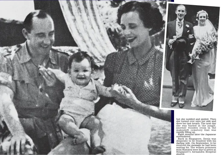  ??  ?? Haunting: Proud parents Denis and Ruth with daughter Lynette five months before the family was torn apart. Inset, the couple’s wedding day