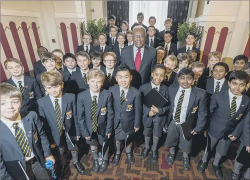  ?? PICTURE: JAMES HARDISTY. ?? KEYNOTE SPEAKER: Sir Trevor McDonald OBE, with young guests at last year’s Yorkshire Business Awards at the Queen’s Hotel, Leeds.