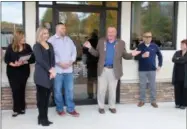  ?? PHOTOS BY LAUREN HALLIGAN — DIGITAL FIRST MEDIA ?? Chamber of Southern Saratoga County President Pete Bardunias speaks at the grand opening and ribbon cutting ceremony for Effie’s Boutique in Halfmoon.