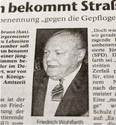  ?? Repro: Michael Lindner ?? Vor 20 Jahren: Nach Königsbrun­ns Alt Bürgermeis­ter Friedrich Wohlfarth wird eine Straße benannt.