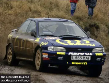  ??  ?? The Subaru flat-four had crackles, pops and bangs