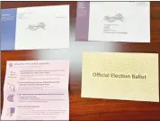  ?? Photo of documents by Marilyn Secco ?? Shown are the new documents and envelopes for absentee and mail-in ballots that will be mailed out no later than April 9.