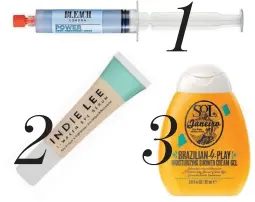  ??  ?? 213 1.- BLEACH LONDON Syringe, 2.- INDIE LEE I-Waken Eye Serum, 3.- SOL DE JANEIRO Tiny Traveller. cultbeauty.co.uk