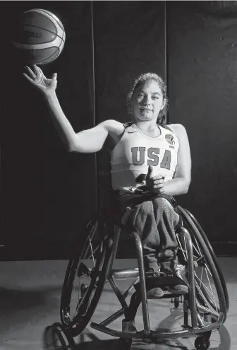  ?? Elizabeth Conley / Staff photograph­er ?? Kaitlyn Eaton, a Houston native, is a member of the U.S. women's wheelchair basketball team. She will compete with the team next week at the Parapan American games in Lima, Peru.