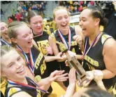  ?? AMY SHORTELL/THE MORNING CALL ?? Northweste­rn Lehigh players celebrate after winning the Colonial League championsh­ip in 2023 at Freedom High School in Bethlehem.