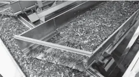  ?? MATT BELL / AP ?? Processed tobacco heads down the line at a tobacco company in Danville, Va. Maryland and other states are considerin­g raising the age to buy tobacco products legally.