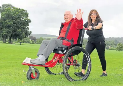  ?? Picture: Gareth Jennings. ?? Cycling Without Age’s Christine Bell takes Norman Ridley for a ride in Perth.