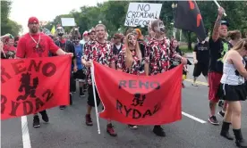  ??  ?? The Juggalos were out in Washington to demonstrat­e against the FBI’s designatio­n as a gang. Photograph: Tom Silverston­e for the Guardian