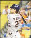  ?? (AFP) ?? Josh Reddick #22 of the Houston Astros hits a three run home run to cap off the seven runs scored in the eighth inning against the Los Angeles Dodgers at Dodger Stadium on Aug 4, in Los Angeles,California.