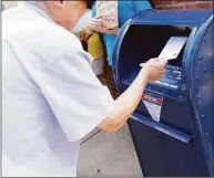  ?? Christian Abraham / Hearst Connecticu­t Media ?? Among the tips provided by police following mail thefts in Shelton dropping mails with checks in blue mailboxes provided by the U.S. Postal Service. Police also urged residents to drop outgoing mail at the post office.