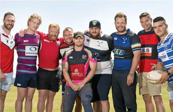  ?? Photo: Kevin Farmer ?? READY FOR RUGBY: Players stepping out for the annual Aubigny 10s Carnival at Gold Park today include (from left) Marcus Filipetto, Will Jackson, Tom Crockett, Luke Darr, Nathan Murphy, Matthew Ford, Nick Hess, Phil Cooper and Elvis Jensen.