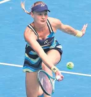  ?? — AFP photo ?? Yastremska hits a return against Azarenka during their women’s singles match on day nine of the Australian Open tennis tournament in Melbourne.