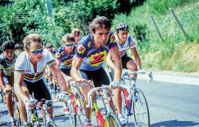  ??  ?? Duclos calms things down en route to Pau as LeMond fears the 1990 Tour is slipping away from him