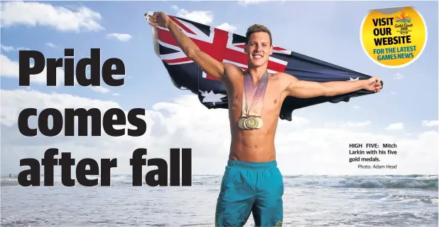  ??  ?? EMMA GREENWOOD HIGH FIVE: Mitch Larkin with his five gold medals.