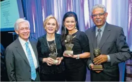  ?? CONTRIBUTE­D PHOTOS ?? The dinner’s honorees, from left, are Olan and Norma Mills, Dr. Nita Shumaker and Dr. Manoo Bhakta.