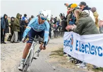  ??  ?? Šiškevičiu­s en route to a career highlight - ninth at Paris- Roubaix 2019