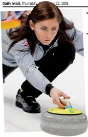  ??  ?? Icy stare: Eve Muirhead unleashes one of her winning stones yesterday