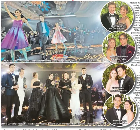  ??  ?? SOME OF the actors who performed at the recent Star Magic Ball (Inset photos by Camille Ante/Manila Bulletin) (FROM LEFT): Piolo Pascual, Jericho Rosales, Angelica Panganiban, Claudine Barretto, Malou Santos, Bea Alonzo, and Xian Lim ENRIQUE GIL and...