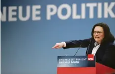  ?? Foto: afp ?? Kämpft mit großer Empathie für die Große Koalition – und reißt die Groko Befürwor ter aus ihrer Lethargie: SPD Fraktionsc­hefin Andrea Nahles.