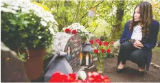  ?? GERRY KAHRMANN/FILES ?? Eileen Mohan, seen here at her son Christophe­r’s headstone in 2017, says she is disappoint­ed by a plea agreement in the Surrey Six case. Her son was killed in the notorious gang slaying.