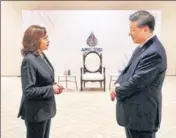  ?? VIA REUTERS ?? US Vice President Kamala Harris greets China's President Xi Jinping in Bangkok, Thailand.