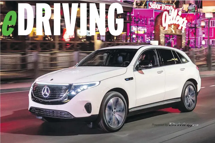  ?? — MERCEDES-BENZ ?? 2020 Mercedes-Benz EQC uses two electric motors and a water-cooled lithium-ion battery to deliver an impressive driving range of 400 to 450 kilometres.