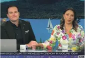 ?? ?? Newshub’s AM presenters, Lloyd Burr and Melissa Chan-Green, hold hands during an emotional moment on the show in the wake of their employer’s announceme­nt of Newshub’s planned closure.