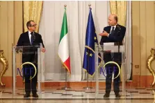  ??  ?? Italy’s Economy Minister Giovanni Tria holds a news conference with European Economic Commission­er Pierre Moscovici at the Treasury ministry in Rome last week