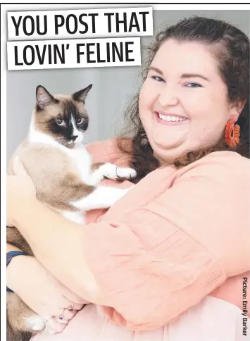  ?? ?? Hannah Boon with her adorable moggy, Meeko, at their home in Smithfield.