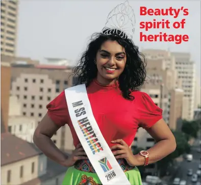  ?? PICTURE: NHLANHLA PHILLIPS ?? SETTING A FINE EXAMPLE: Sherianne Pillay, 22, was crowned Miss Heritage SA at the weekend. The Wits law student has automatica­lly qualified to compete in the global Miss Heritage 2016 pageant on December 4. The world pageant will feature contestant­s...