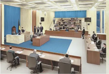  ?? — jack.encarnacao@bostonhera­ld.com Donna Goodison contribute­d to this report. IMAGE COURTESY FINEGOLD ALEXANDER ARCHITECTS ?? NEW DIGS: An architectu­ral rendering of what the Boston City Hall Council chambers will look like after renovation work is completed later this year. Council meetings will be conducted at Faneuil Hall during the summer, according to officials.