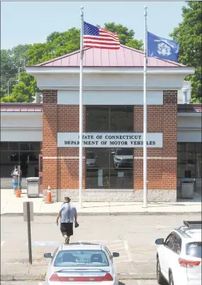  ?? Ned Gerard / Hearst Connecticu­t Media ?? The Department of Motor Vehicle office in Bridgeport on Tuesday. State DMV offices have partially re-opened by appointmen­t only.