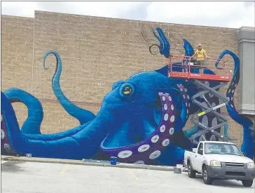  ?? Courtesy Photo ?? Jason Jones also created “Bentonvill­e Octopus” for a wall in the Northwest Arkansas city.