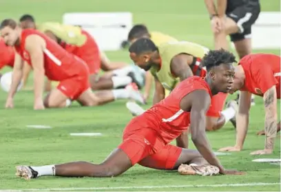  ?? (AFP) ?? Canada’s midfielder Ismael Kone takes part in a training session at the Umm Salal SC in Doha on Saturday.