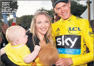  ?? Picture: PASCAL ROSSIGNOL ?? FAMILY PARTY: Froome with wife Michelle and son Kellan