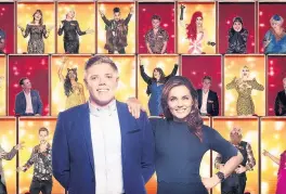  ??  ?? Presenter Rob Beckett with Geri Horner, and the 100