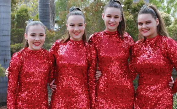  ??  ?? TRIP OF A LIFETIME: Part of the Dance Force troupe heading to Hong Kong next month are (from left) Brooke Gothmann, Claire Apel, Sabrina Baratta and Tia Baratta.