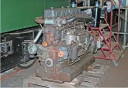  ??  ?? The refurbishe­d nine-litre AEC engine is raring to go. The other engine is being overhauled off-site.