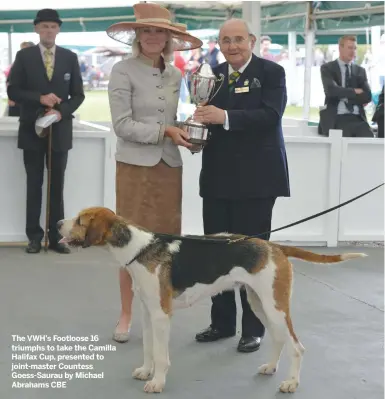  ??  ?? The VWH’s Footloose 16 triumphs to take the Camilla Halifax Cup, presented to joint-master Countess Goess-Saurau by Michael Abrahams CBE