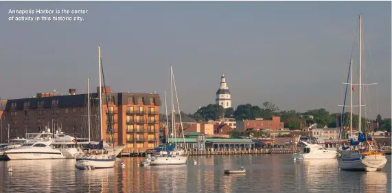  ??  ?? Annapolis Harbor is the center of activity in this historic city.