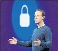  ?? MARCIO JOSE SANCHEZ THE ASSOCIATED PRESS FILE PHOTO ?? For both Mark Zuckerberg’s Facebook and Alphabet Inc., the penalties are smaller when measured against the total value of the companies, rather than annual operating expenses.