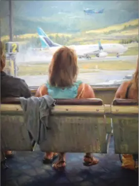  ?? PHOTOS BY DOUGLAS HAGGO ?? Main photo: Steve Volpe, Arrival and Departure, oil on canvas, 44 by 32 inches, $3,950.