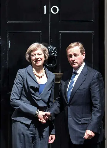  ??  ?? CHOPPY SEAS AHEAD: Theresa May and Enda Kenny outside No 10 Downing Street