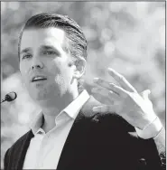  ?? AP/MATT YORK ?? Donald Trump Jr. campaigns for his father then-Republican presidenti­al candidate Donald Trump on Nov. 4 in Gilbert, Ariz.