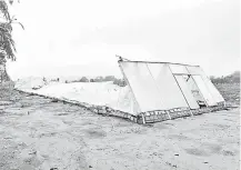  ??  ?? Un invernader­o de Calle 8.000 Chachí del distrito de Guayaybí se desplomó por la fuerza de la tormenta.