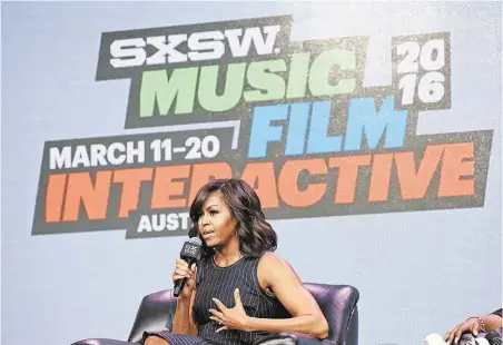  ?? Neilson Barnard / Getty Images ?? Michelle Obama said she doesn’t “plan on slowing down anytime soon” during her keynote talk Wednesday at SXSW in Austin.